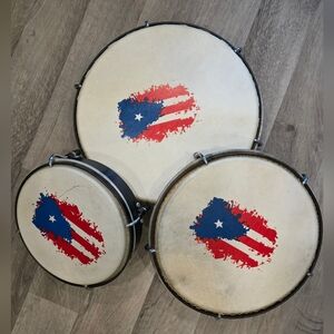 Set de Panderos With Bag Pleneras PVC Drums with Puerto Rico Flag